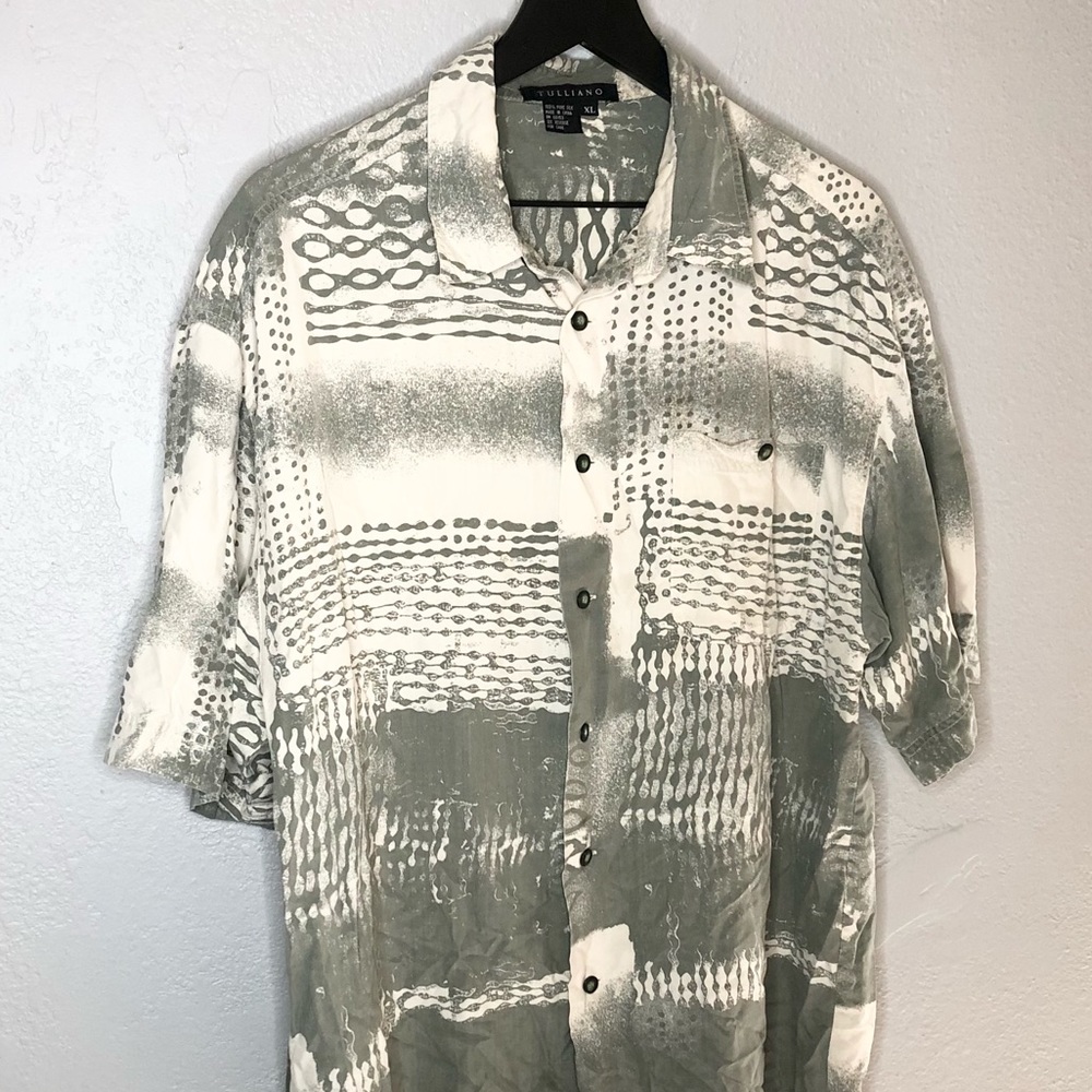 TULLIANO silk button down camp shirt